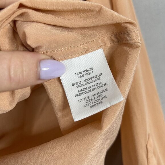 Equipment Womens Top Small Parasol Peach Orange Silk Button Shirt Blouse Work - Picture 10 of 11